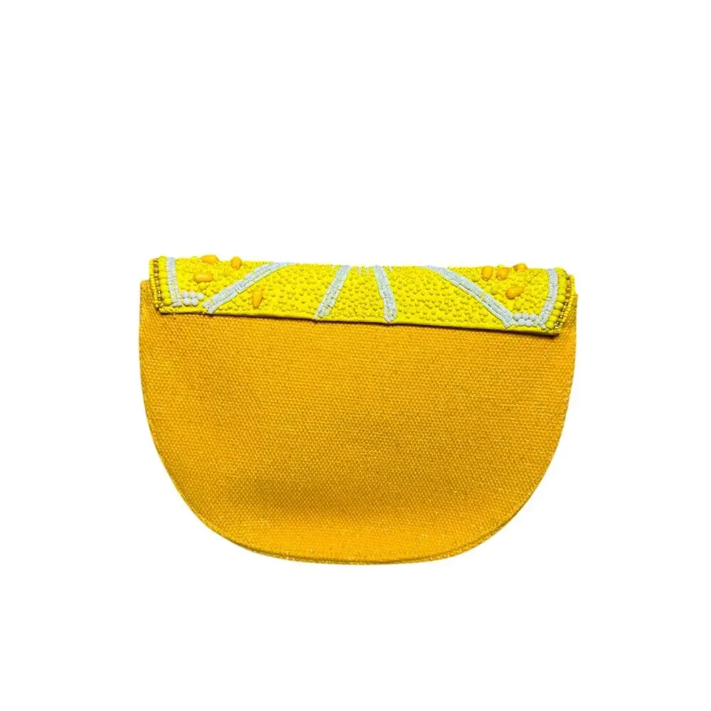 🍋 America & Beyond NWT Beaded Lemon Crescent Bag – Statement Shoulder Purse - Picture 9 of 10